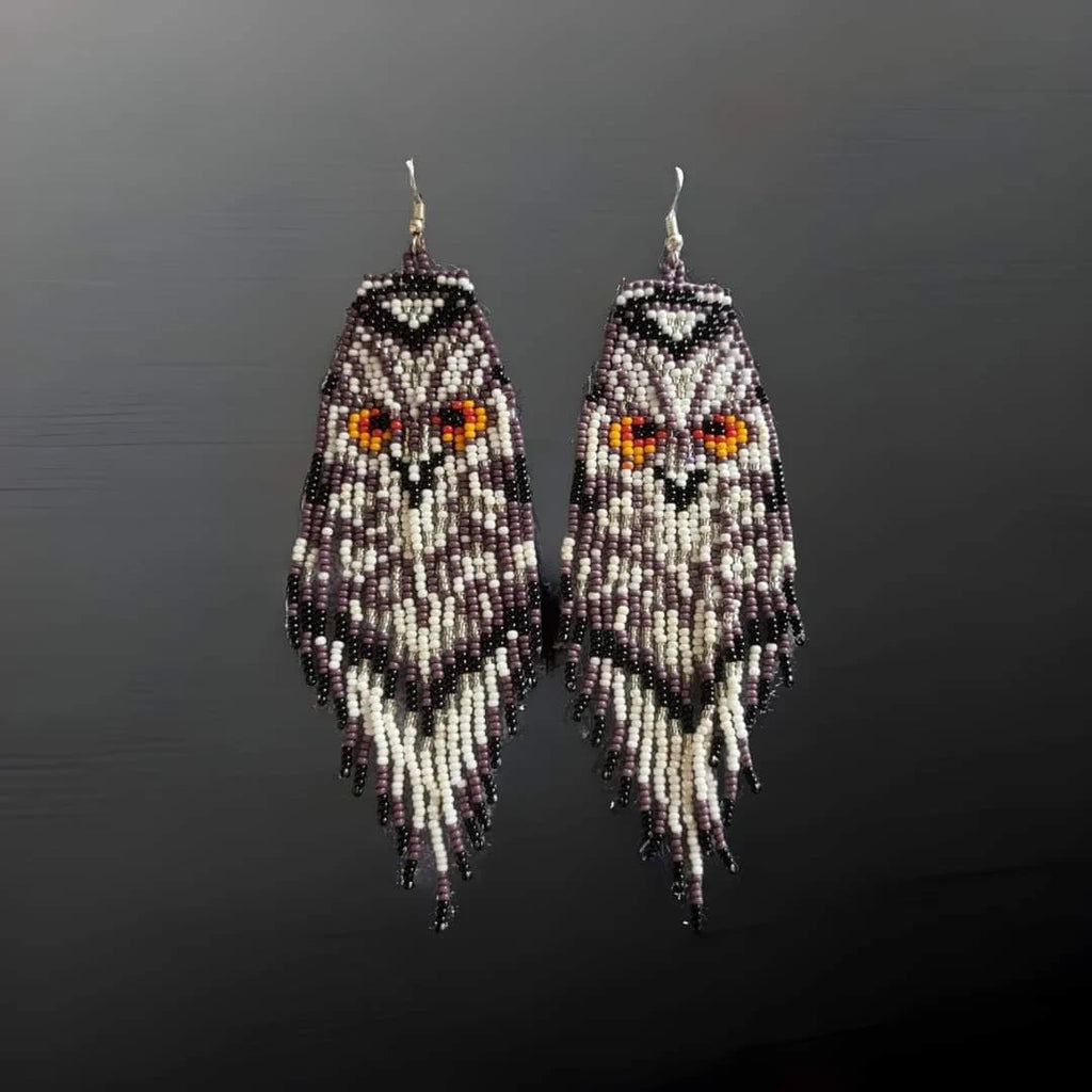 Handmade Owl Beaded Earrings