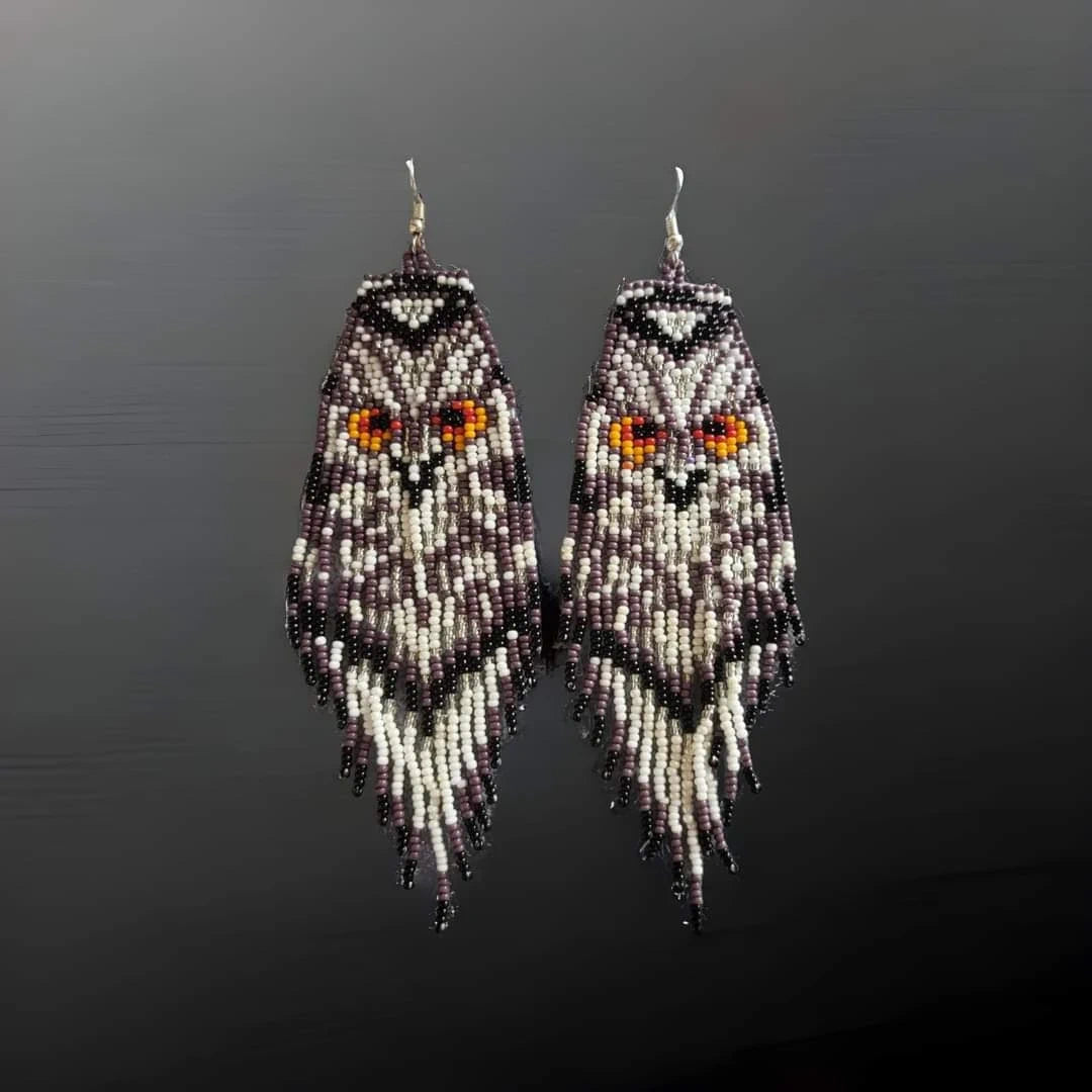 Handmade Owl Beaded Earrings