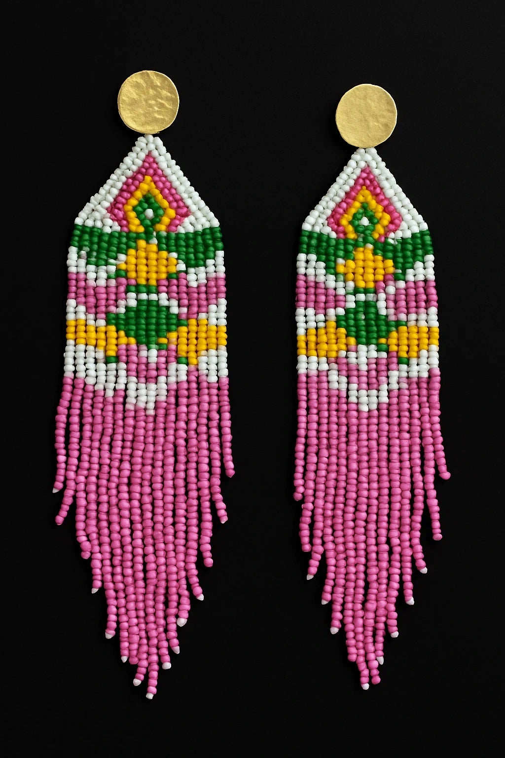 Handmade Pink Beaded Earring