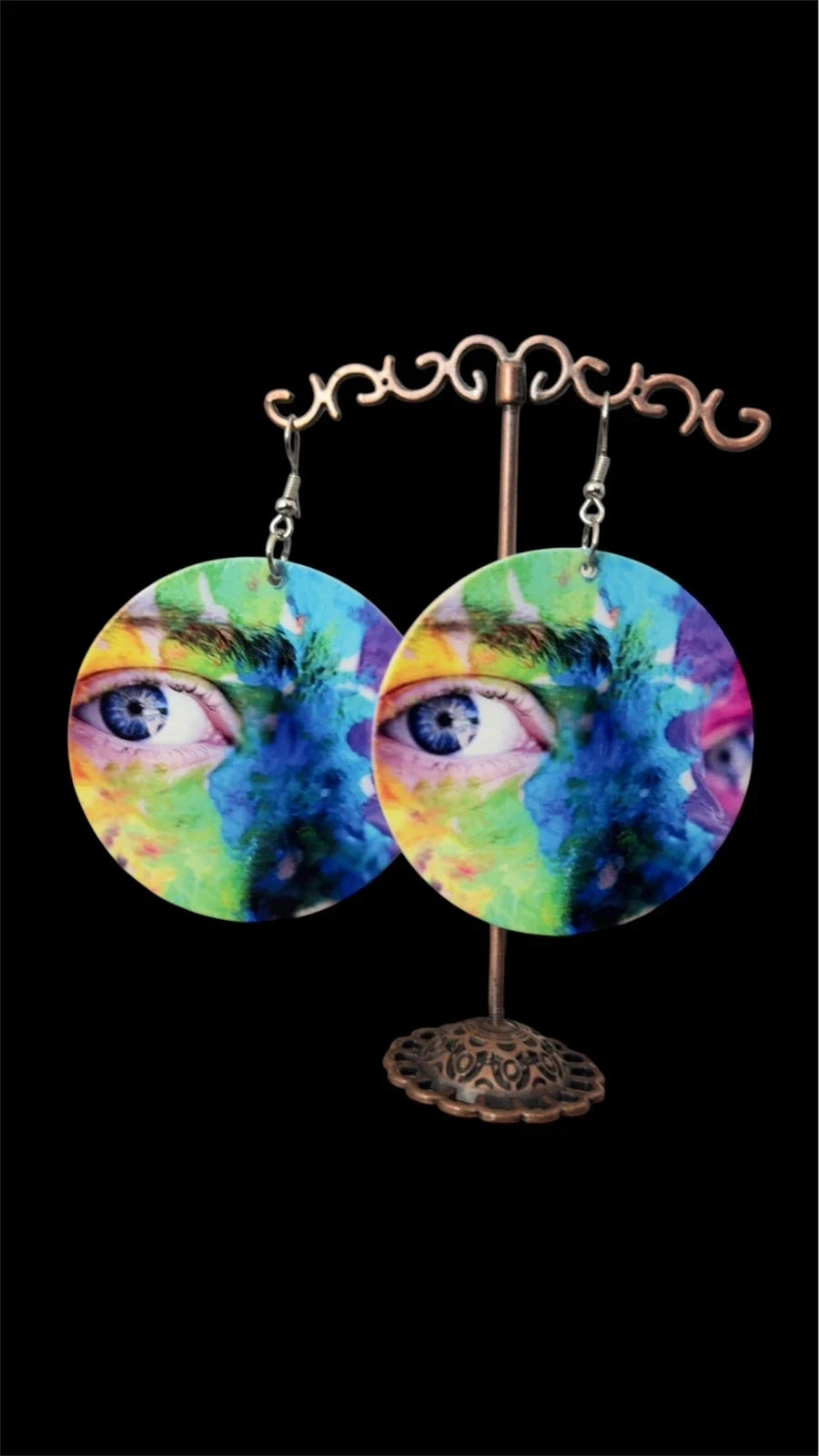 Wooden Double-Sided 3D Painting Earring