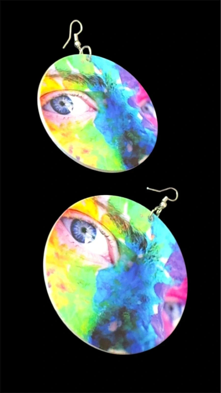 Wooden Double-Sided 3D Painting Earring – view 2