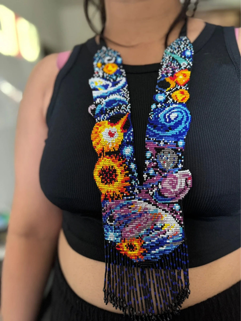 Handmade Beaded cosmic necklace . – view 3