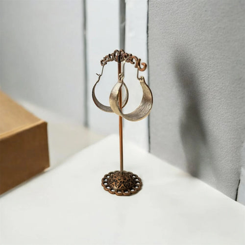 Boho Chic Hammered Silver-Tone Drop Earrings – view 2