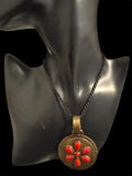 Vintage Ethnic/Tribal Red Stone Pendant Necklace