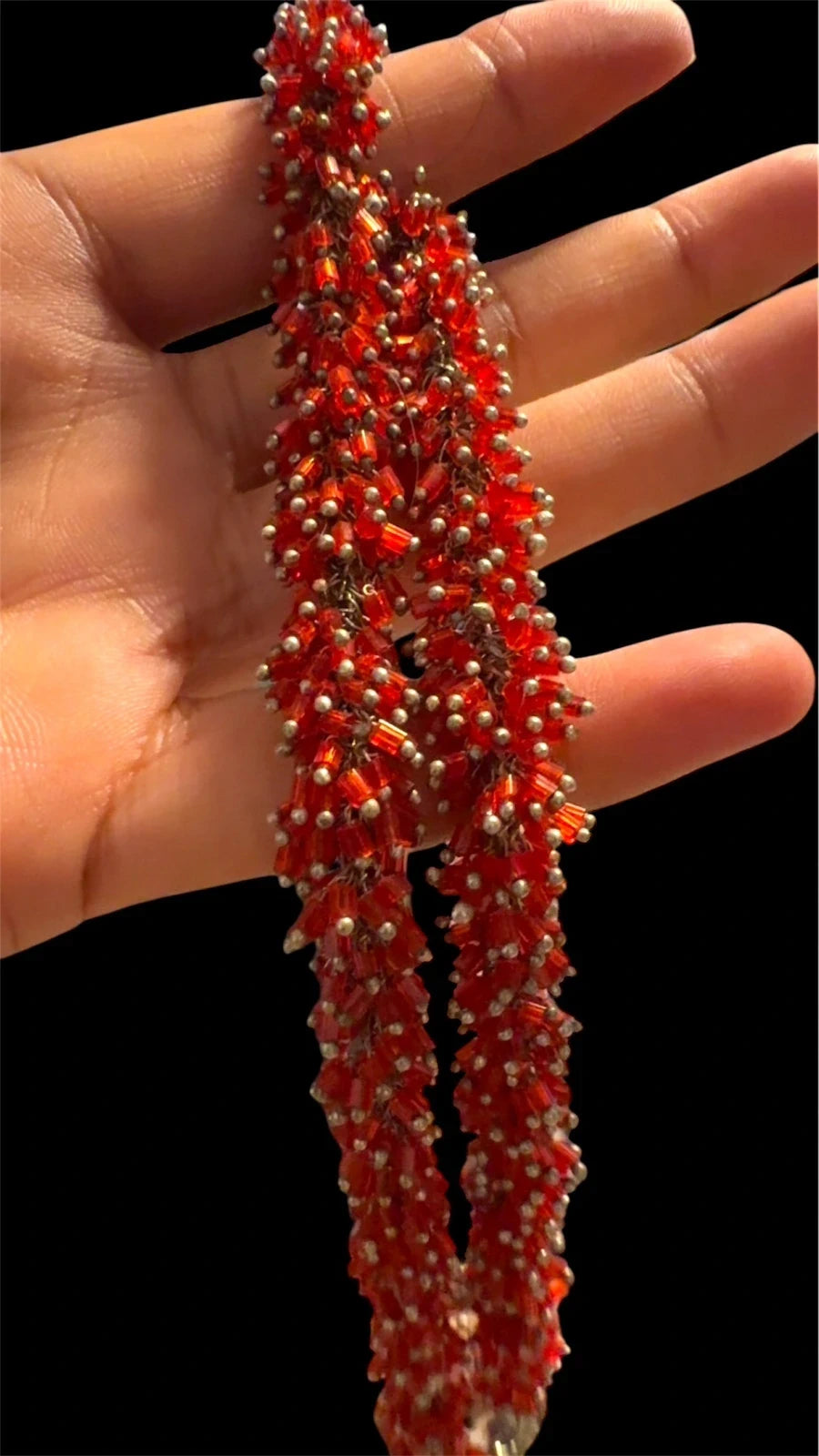 Vibrant Red Coral Beaded Necklace – view 2