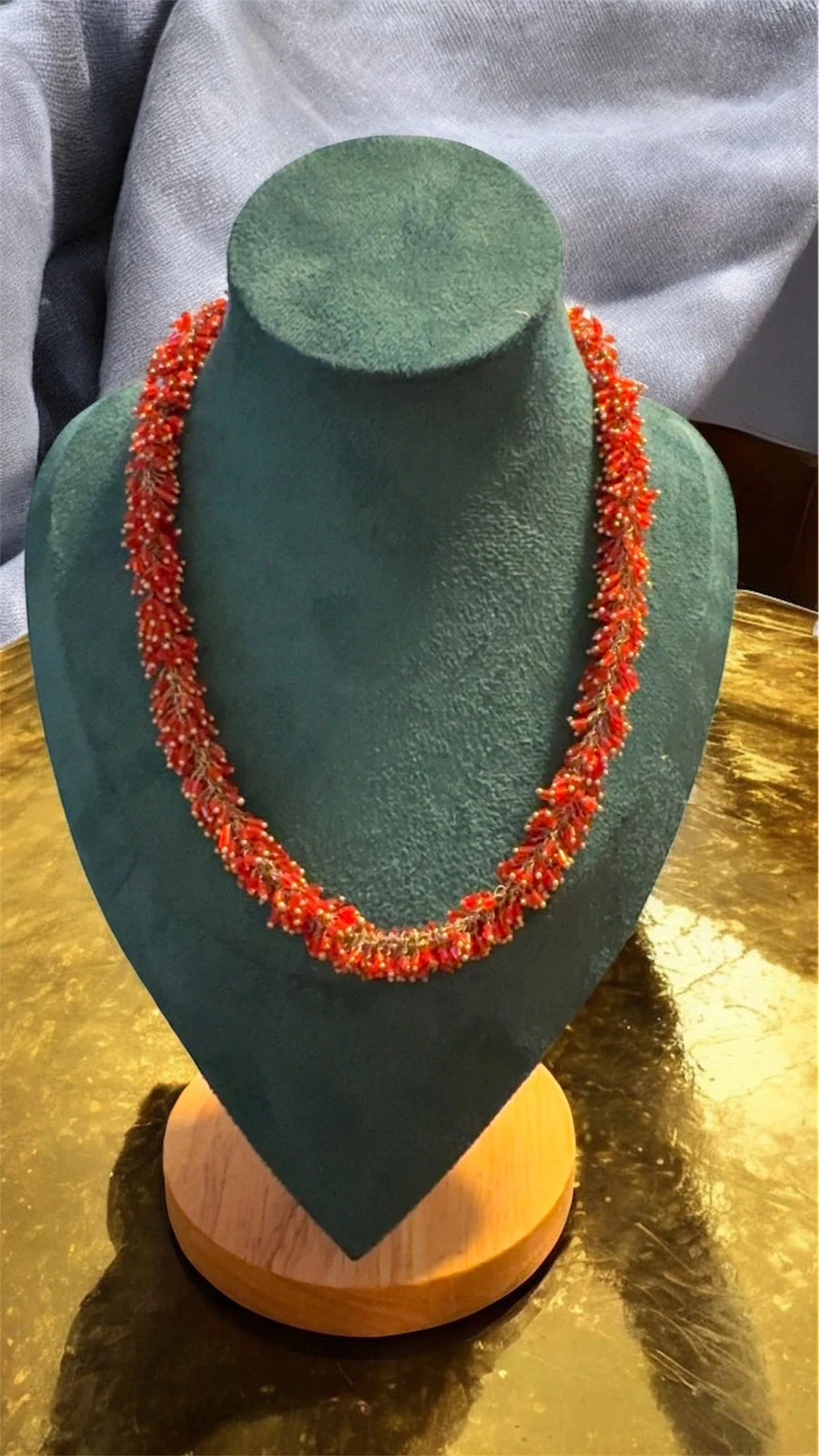 Vibrant Red Coral Beaded Necklace