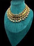 Vintage-Inspired Gold Tone Coin & Pearl Choker Necklace