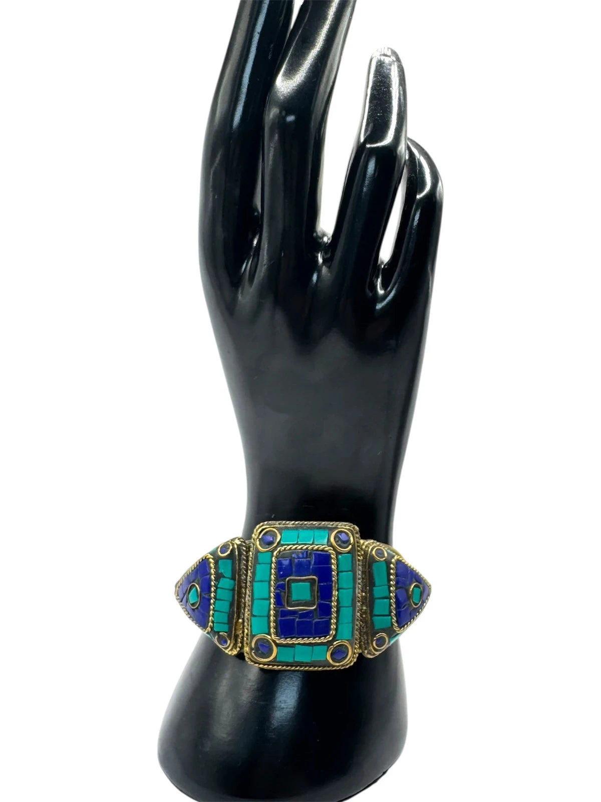 Ethnic Tribal Gemstone Bracelet | Blue & Green Mosaic