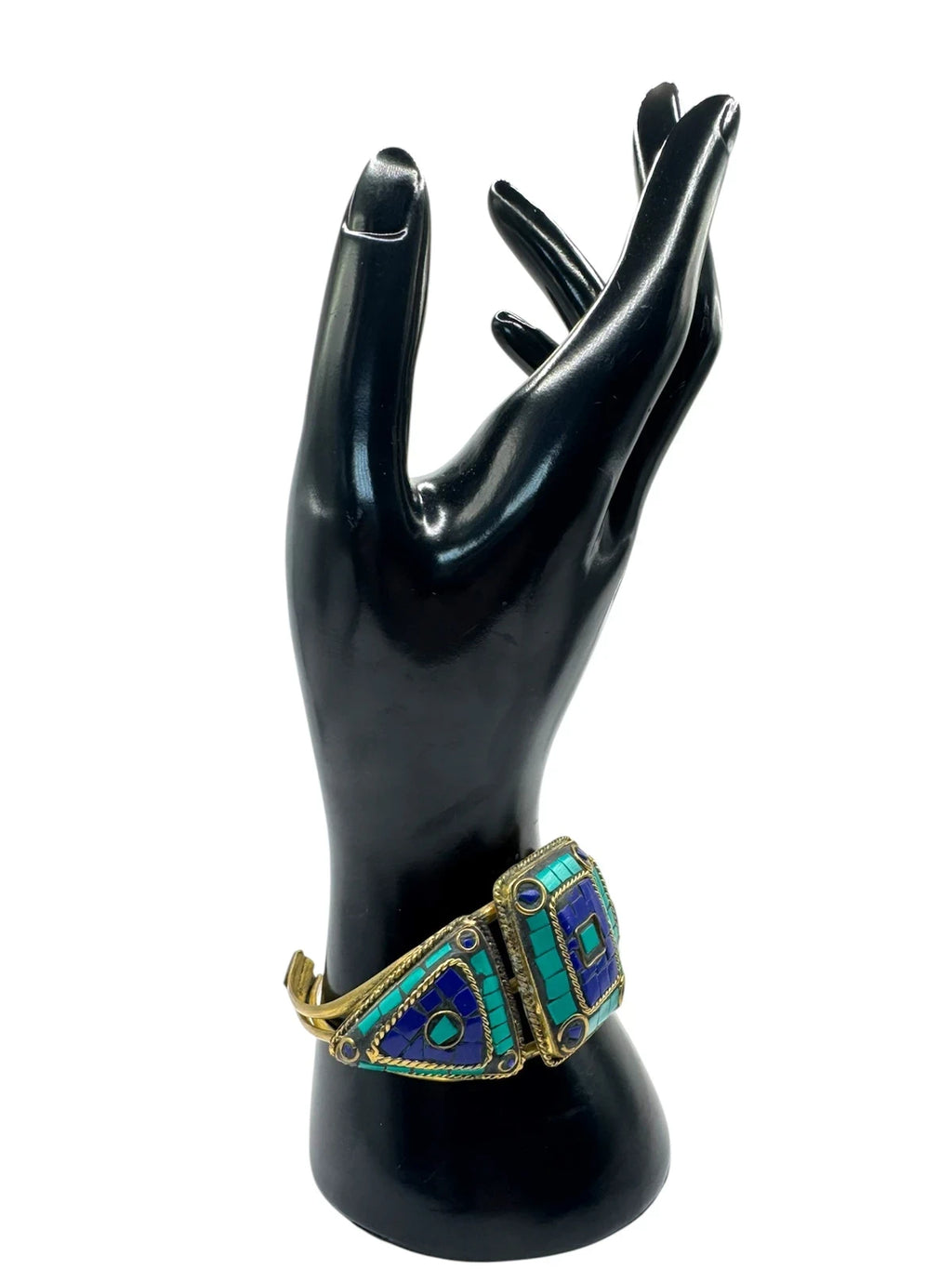 Ethnic Tribal Gemstone Bracelet | Blue & Green Mosaic – view 2