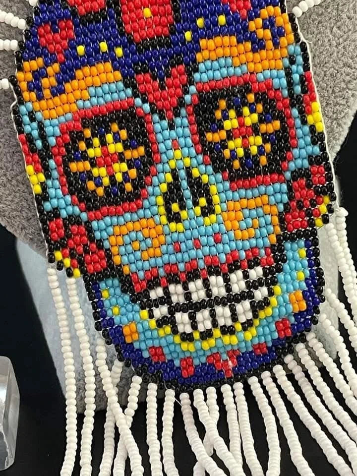 Beaded Sugar Skull Necklace & Earrings Set – view 2