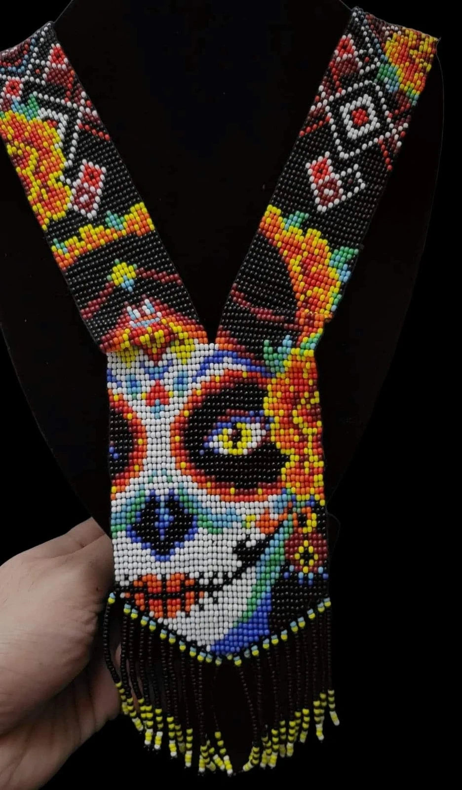 Handmade Beaded Día de los Muertos Necklace and Earring Set – view 3