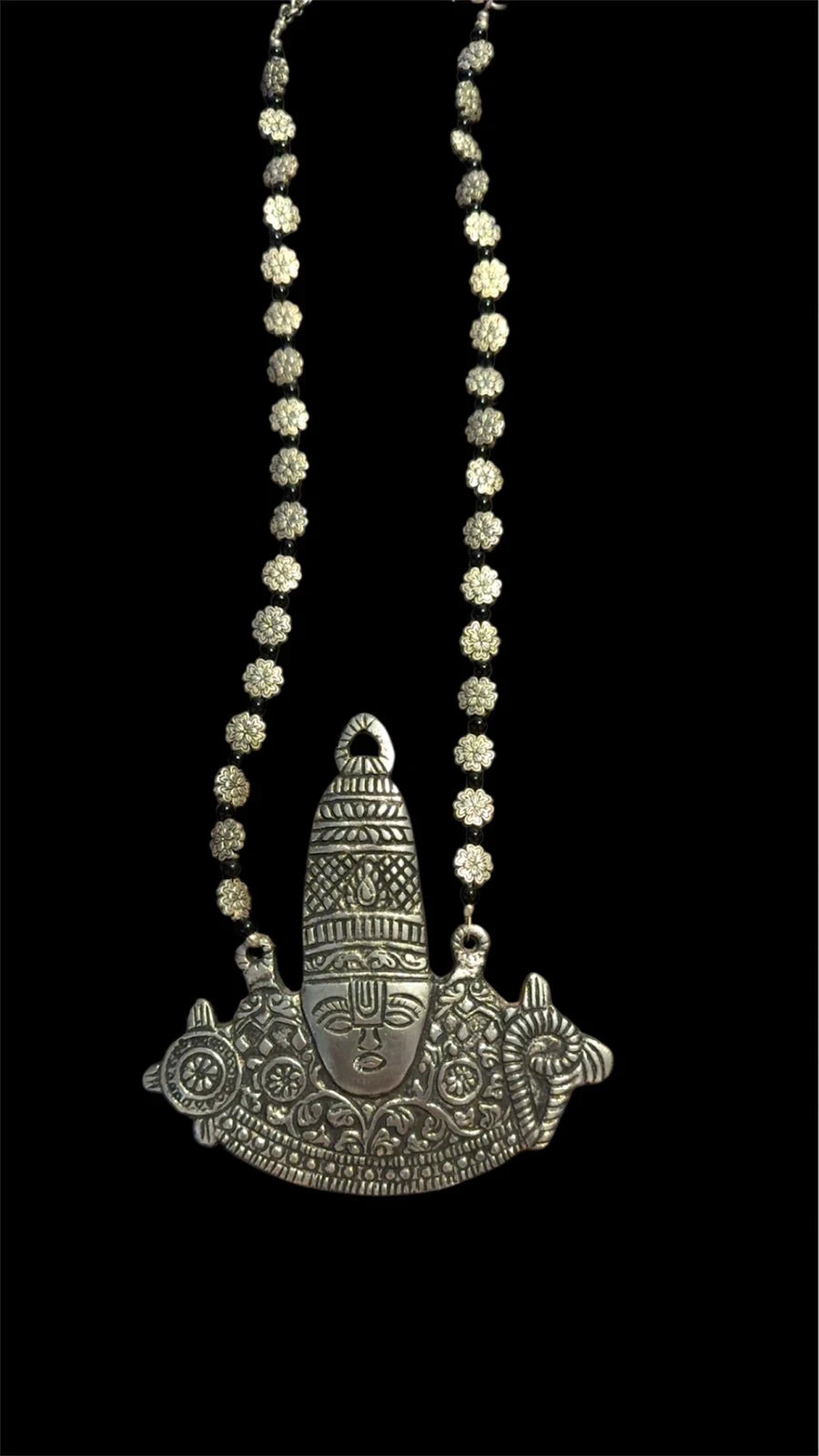Indian Oxidized Silver-Tone Goddess Pendant Necklace – view 2