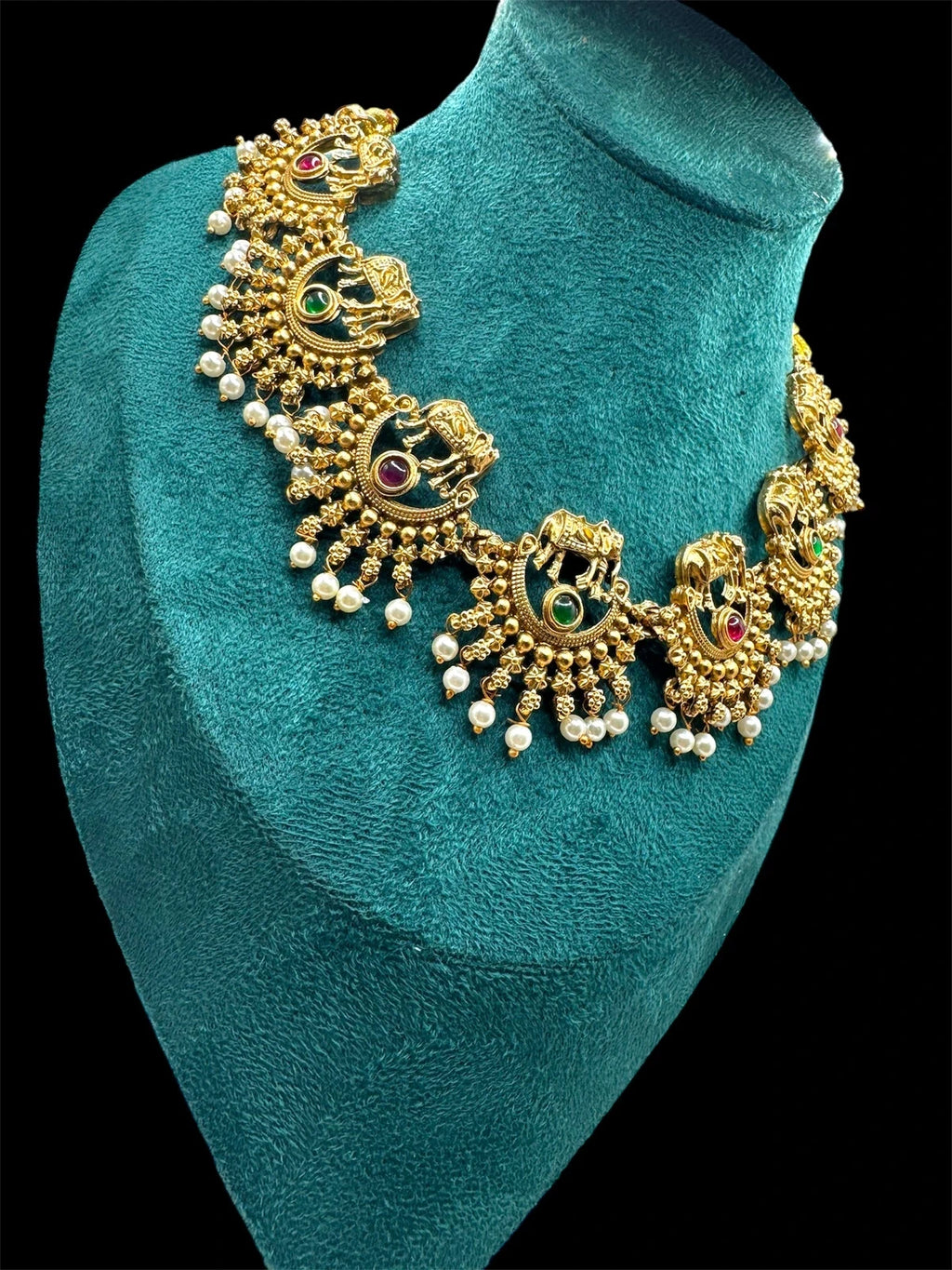 Traditional Gold Plated Elephant Necklace – view 2