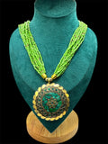 Bohemian Malachite & Brass Statement Necklace