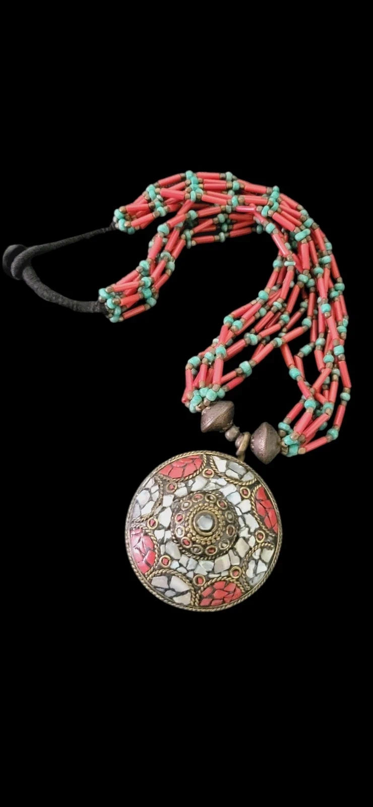 Boho Red Mirror Necklace – view 3