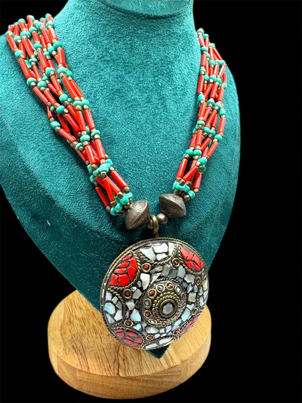 Boho Red Mirror Necklace – view 2