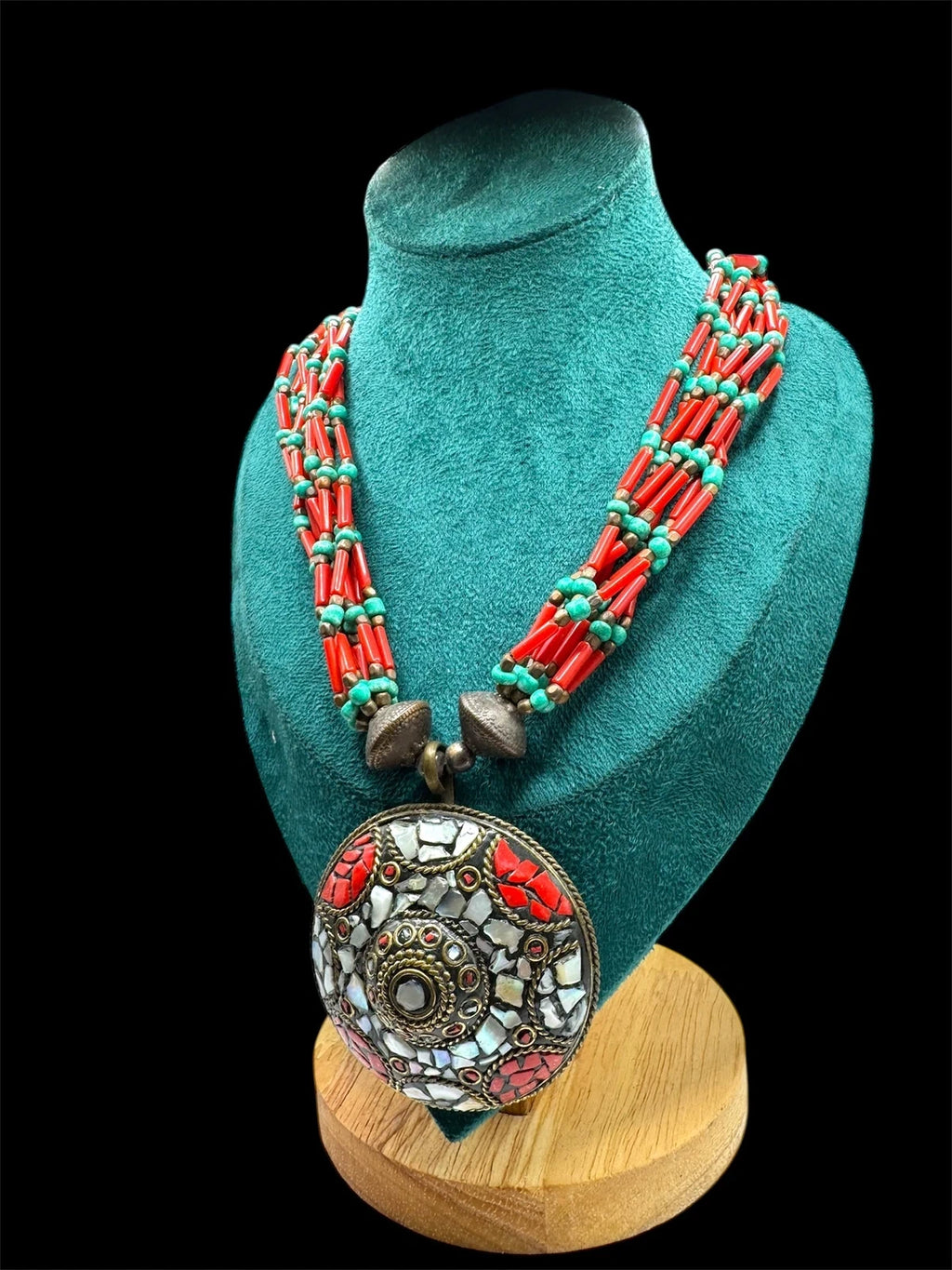 Boho Red Mirror Necklace
