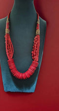 Boho Tribal Red Beaded Statement Necklace
