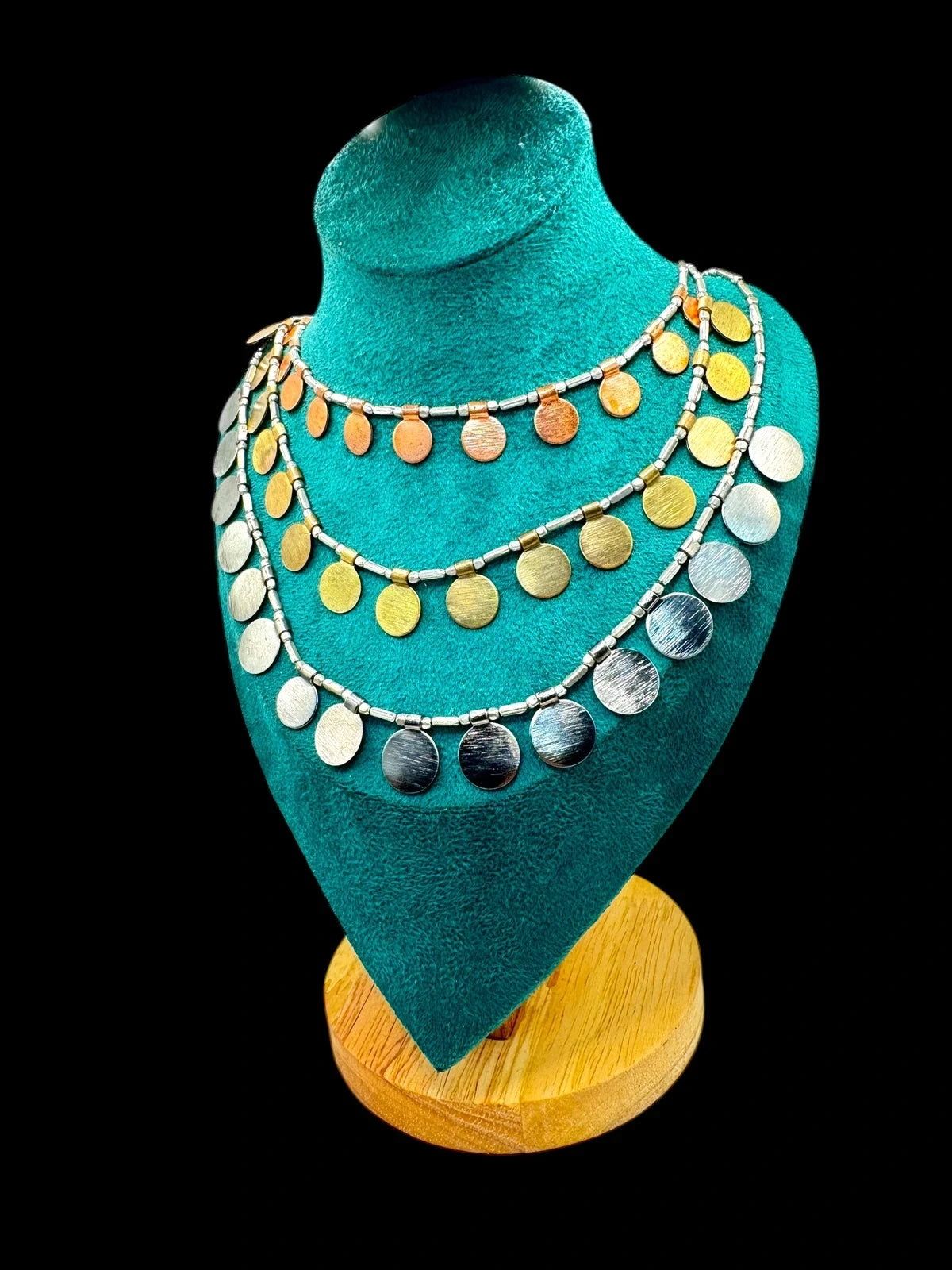 Vintage Boho Multicolor Coin Necklace – view 3
