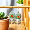 Boho Embroidered Dangle Earrings