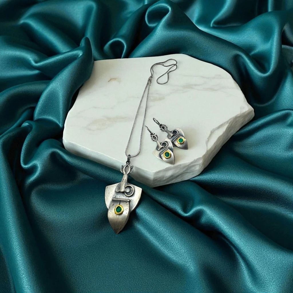 Goddess kali Symbol necklace plus earrings - Full Jewellery Set