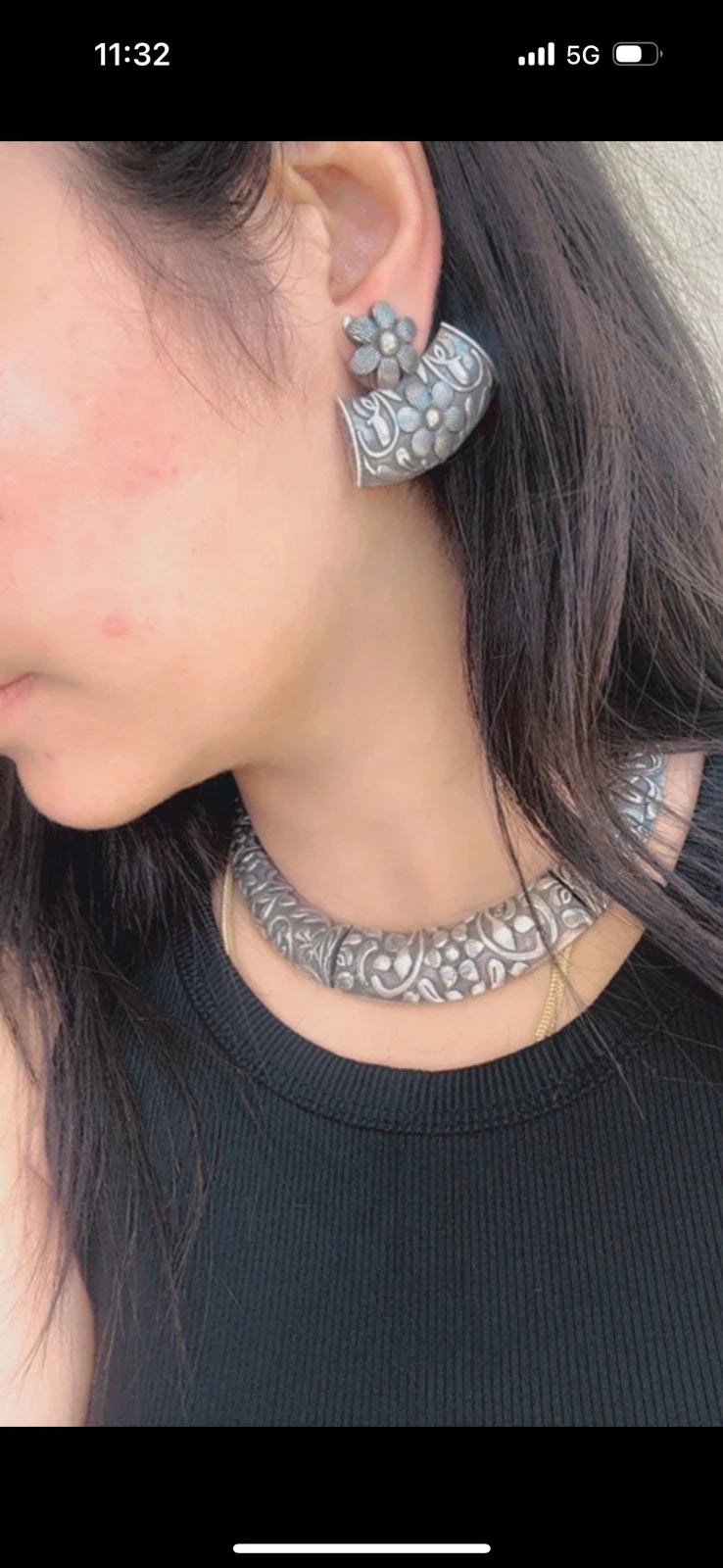 Bohemian Oxidized Silver Choker Set – view 4