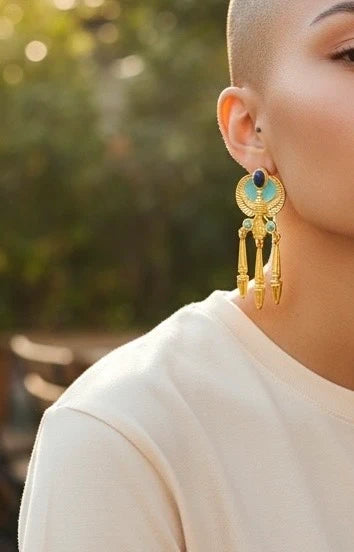 Egyptian Peacock Earrings – view 3