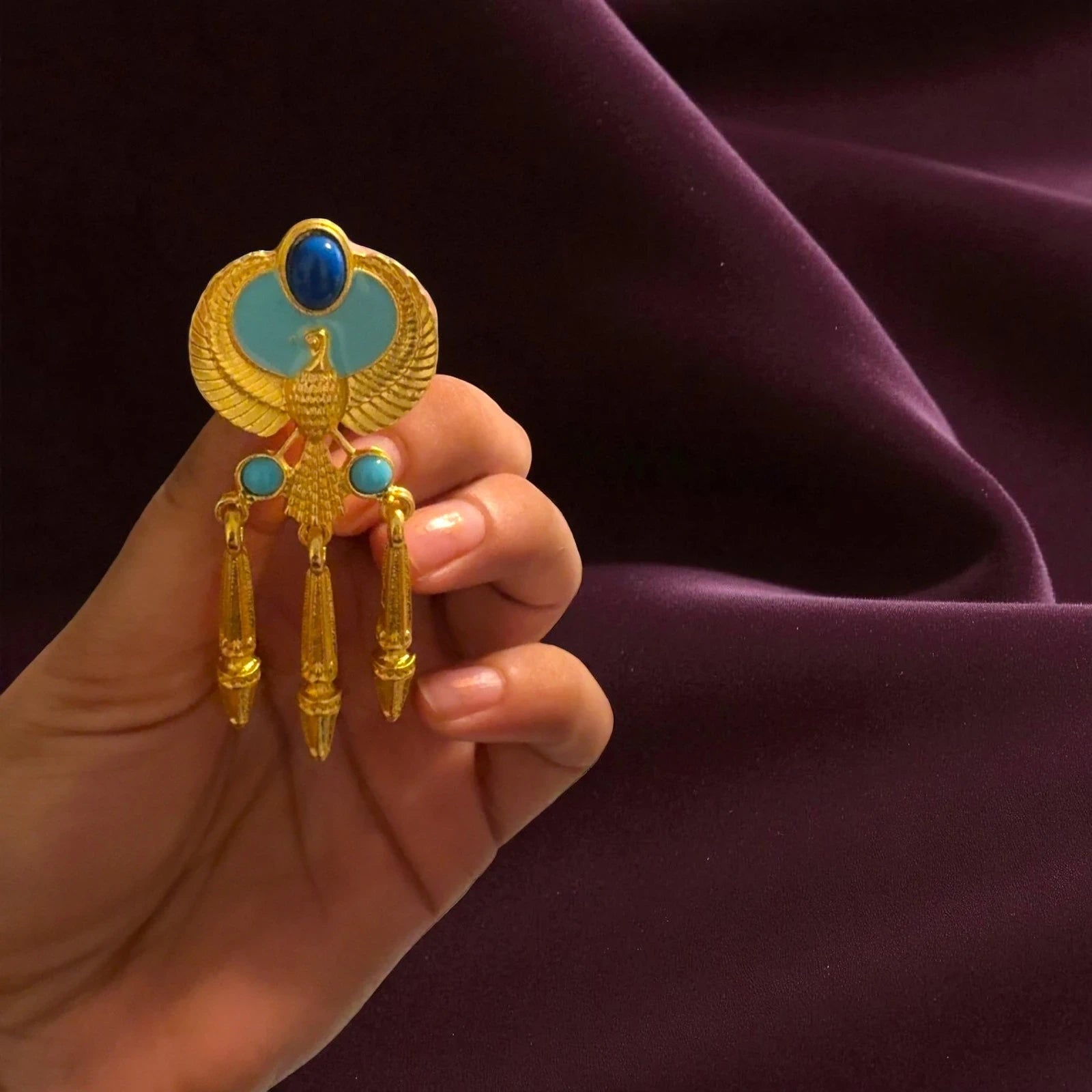Egyptian Peacock Earrings – view 2