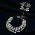 Vintage Oxidized Silver Necklace & Jhumka Earrings Set