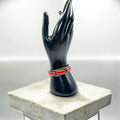 Boho Silver-Tone Bracelet with Red Stones