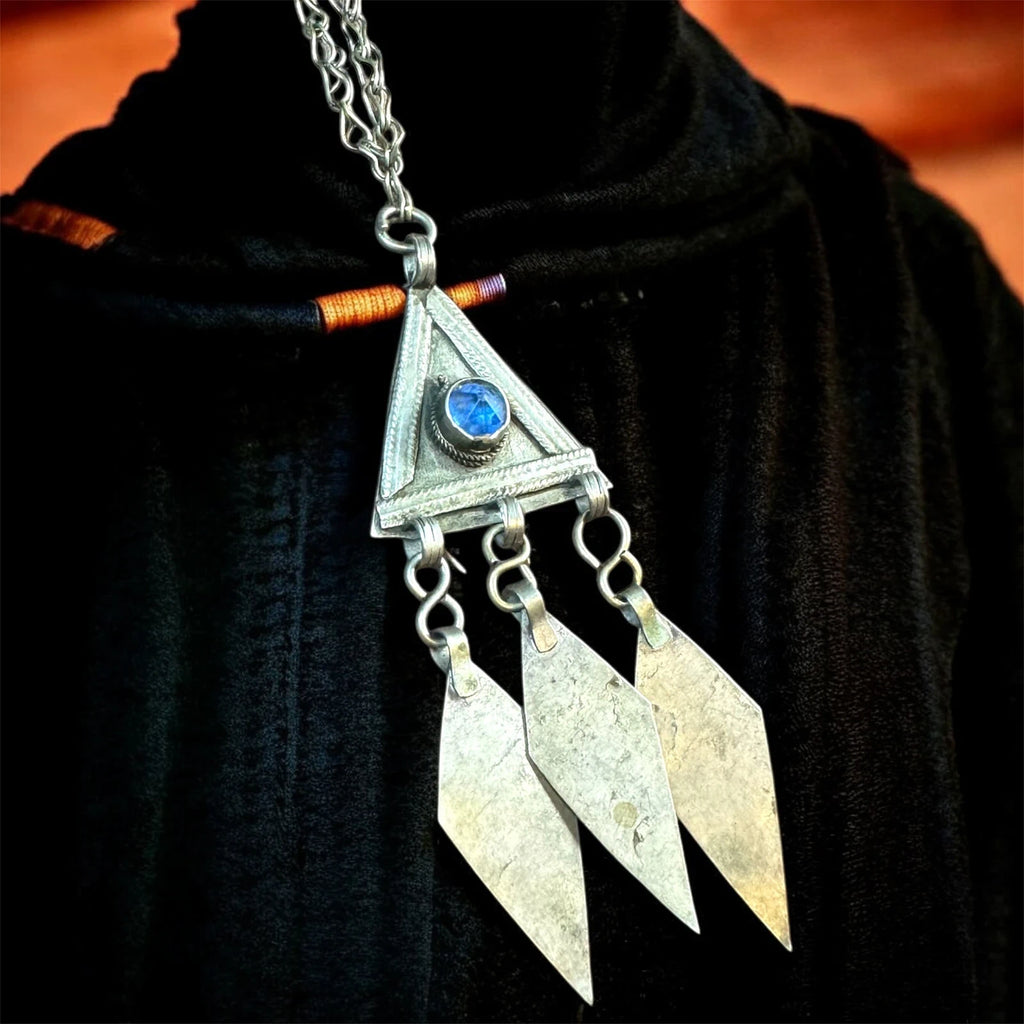 Gold Tribal Triangle Pendant Necklace – view 2