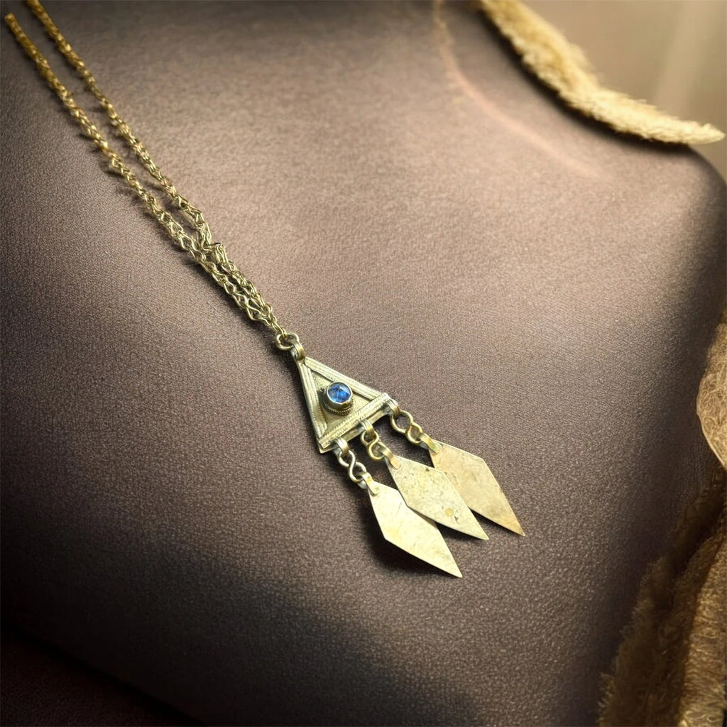 Gold Tribal Triangle Pendant Necklace