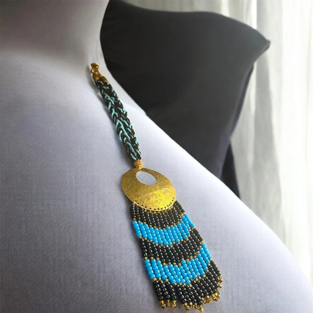 Handmade Boho Beaded Tassel Necklace – view 3