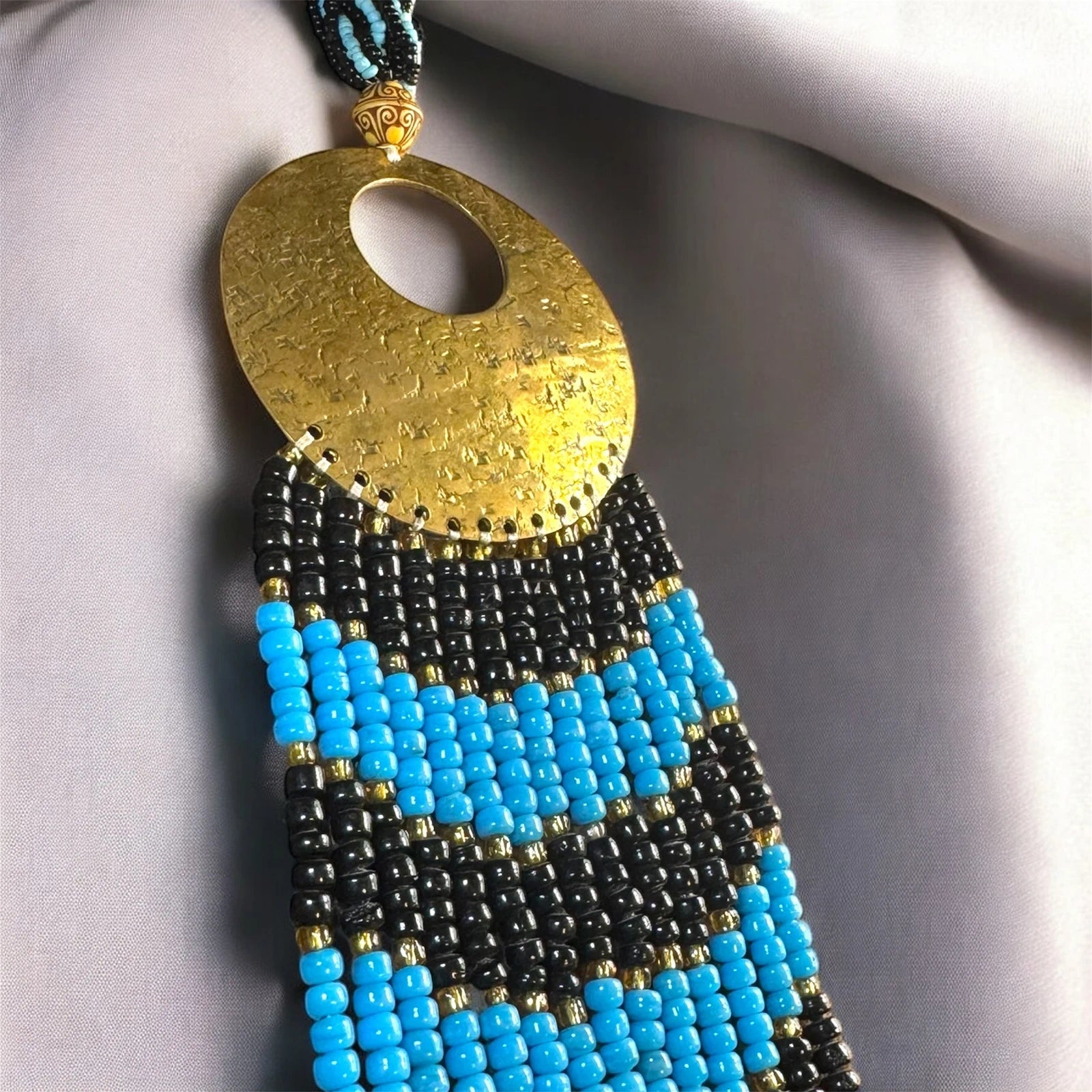 Handmade Boho Beaded Tassel Necklace – view 2