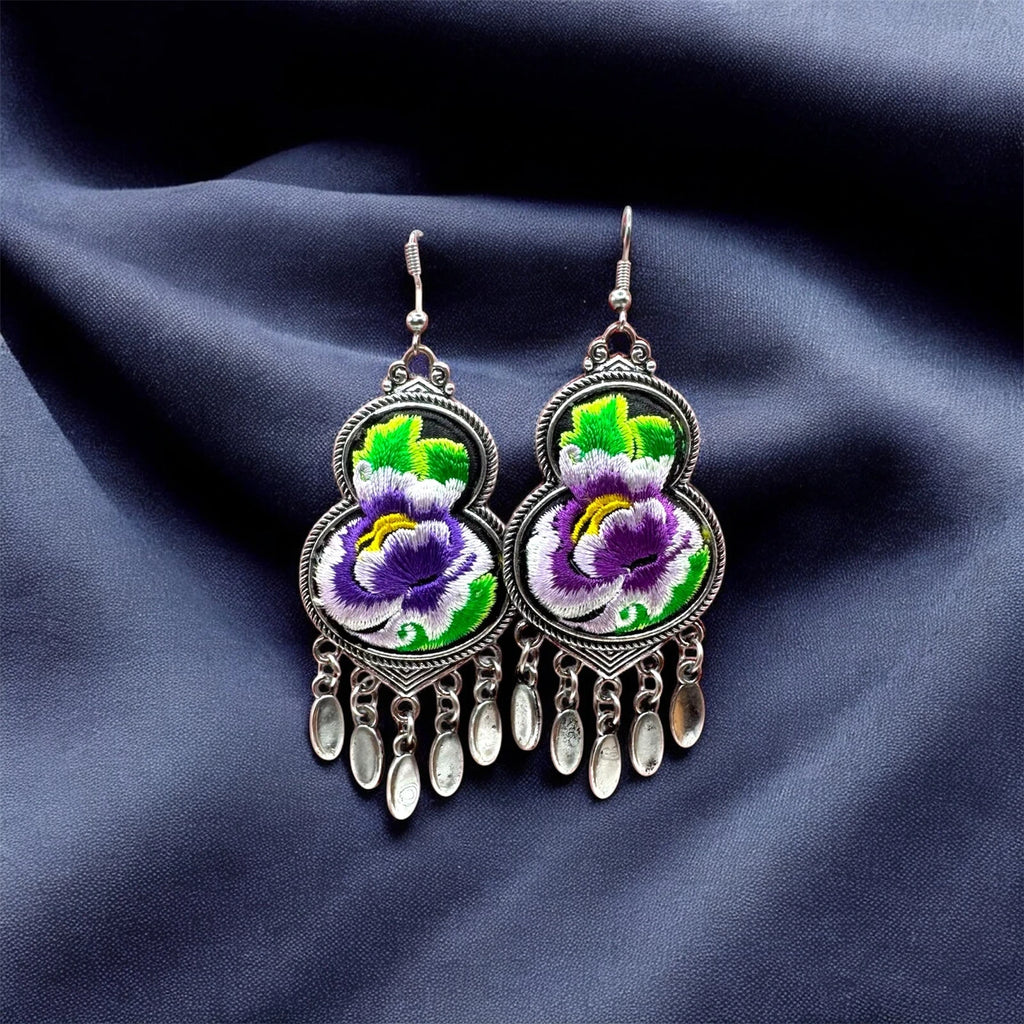 Boho Embroidered Floral Earring