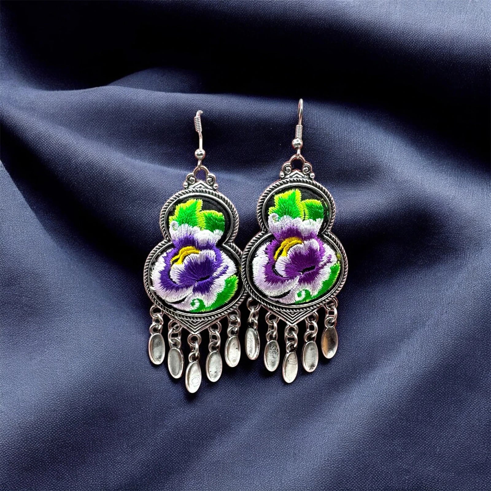 Boho Embroidered Floral Earring