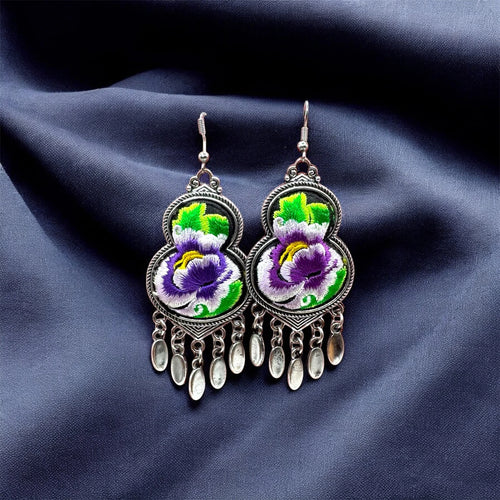 Boho Embroidered Floral Earring
