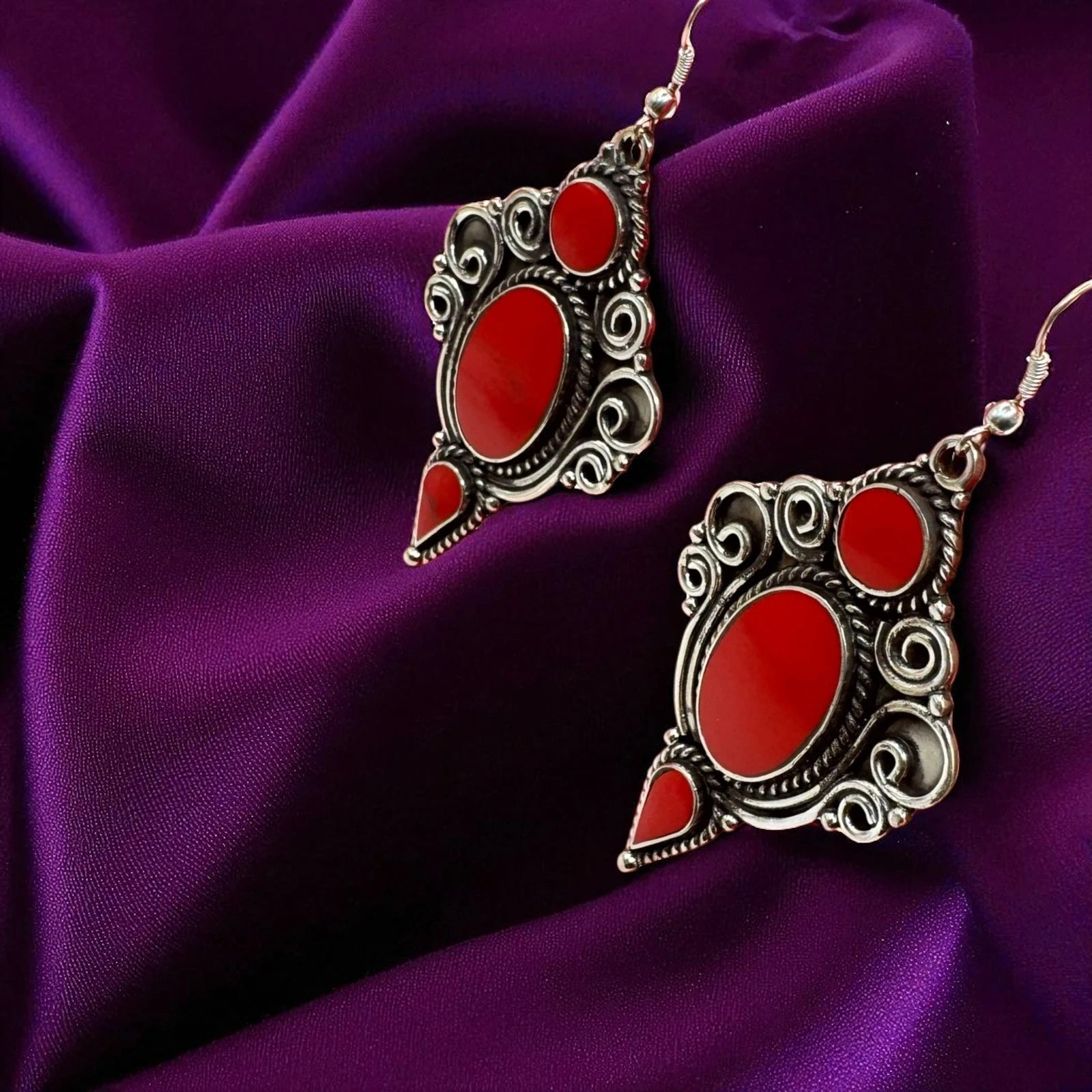 Vintage Boho Red Stone Earring – view 2
