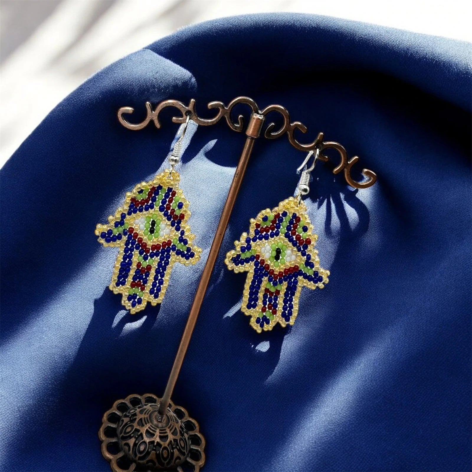 Handmade Beaded Evil Eye Earring – view 2