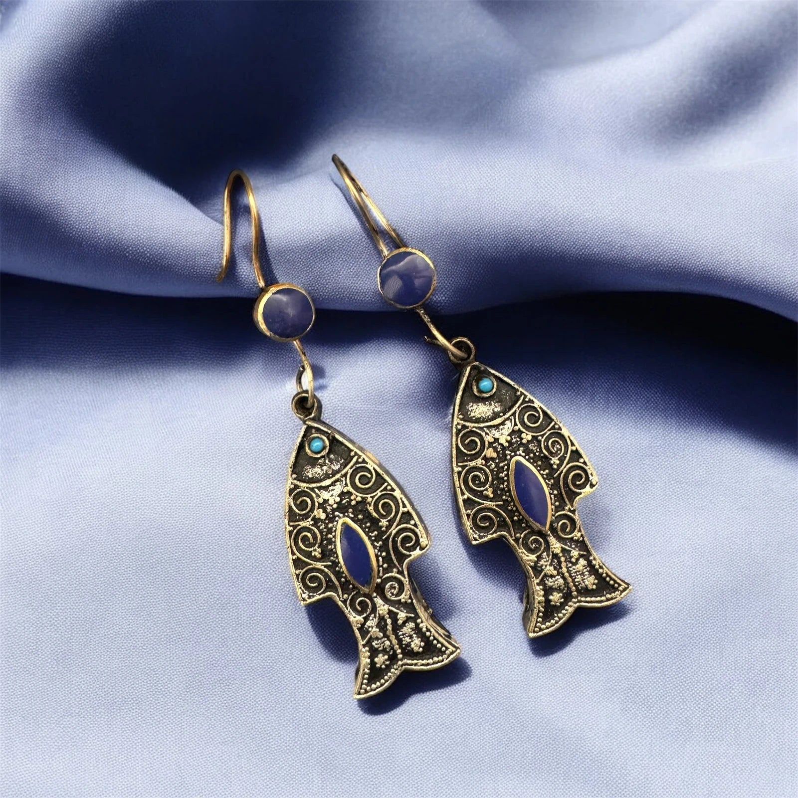 Vintage Boho Fish-Shaped Dangle Earring – view 2