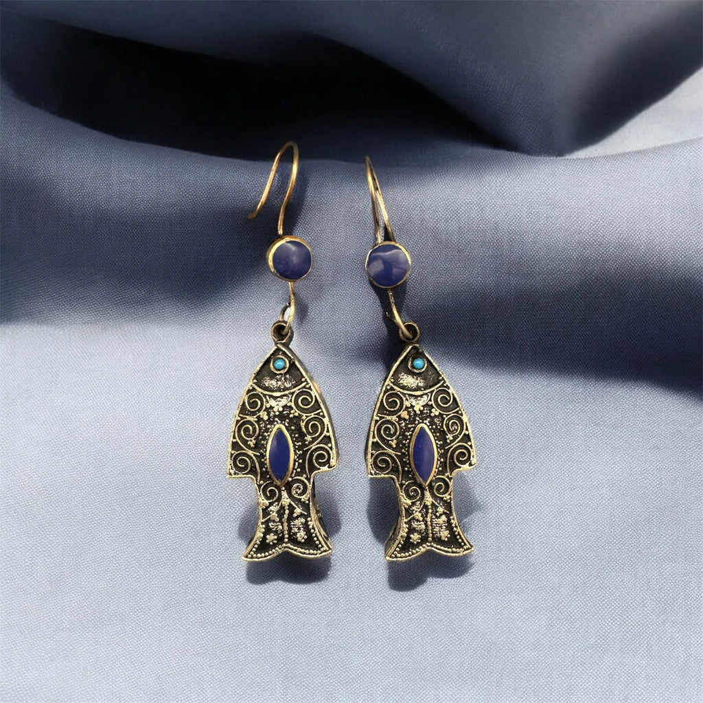 Vintage Boho Fish-Shaped Dangle Earring – view 3