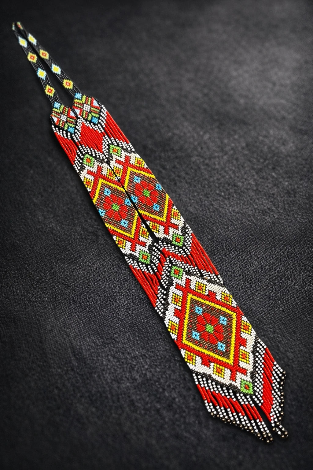 Handmade Geometric Beaded Necklace – view 3