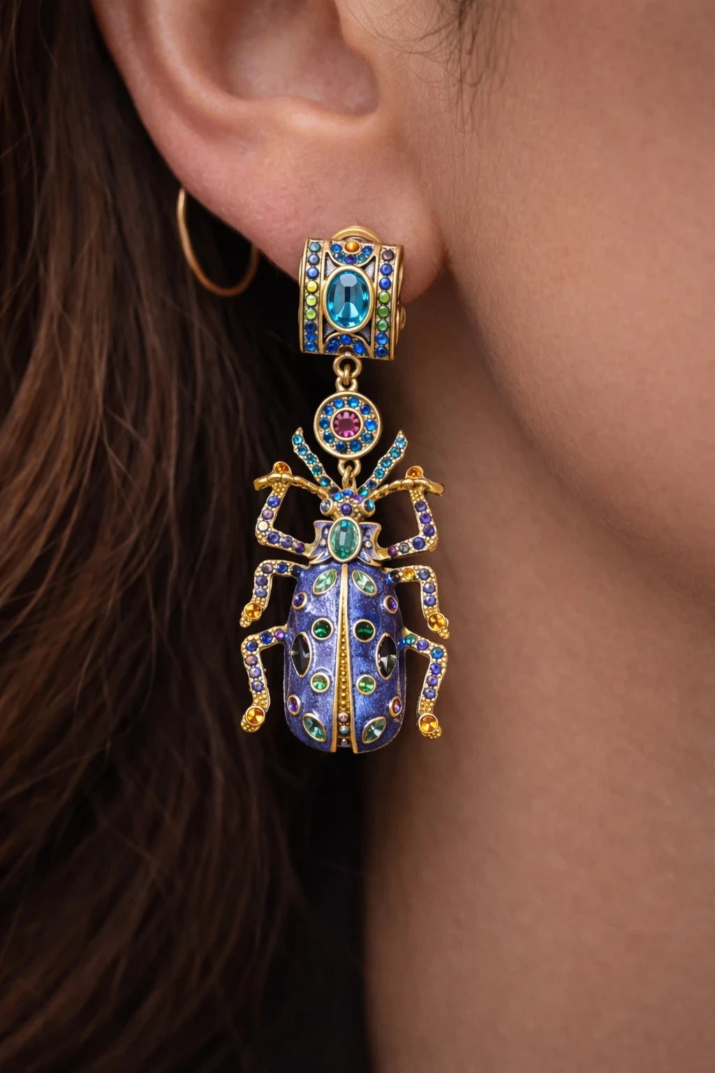 Statement Beetle Drop Earrings – view 4