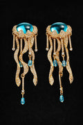 Jellyfish Statement Earrings with Blue Crystals