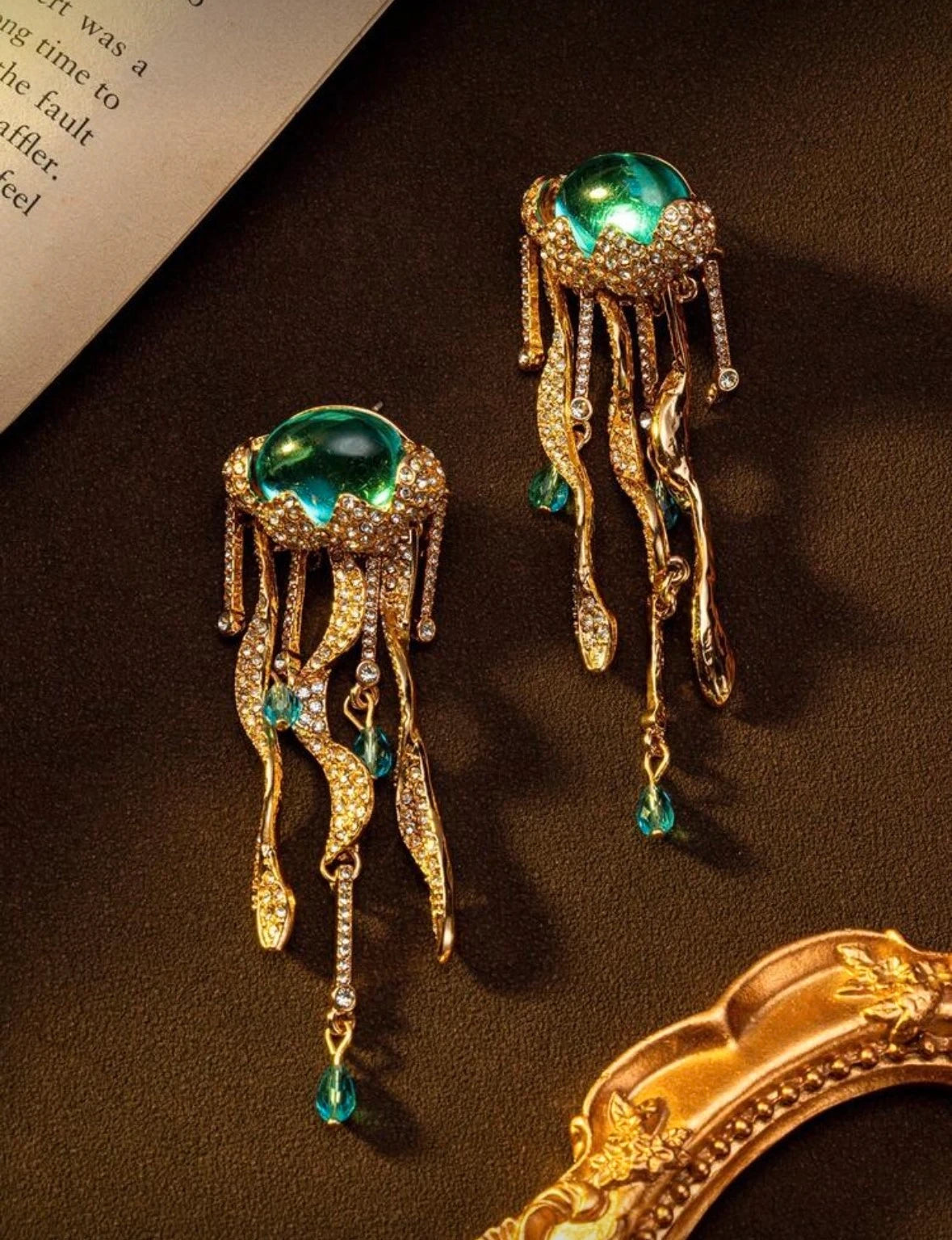 Jellyfish Statement Earrings with Blue Crystals – view 2