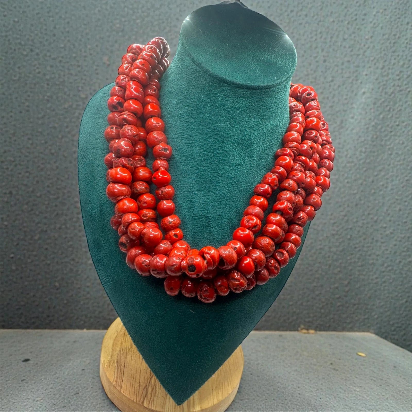 Statement Red Coral unisex Bead Necklace – view 2