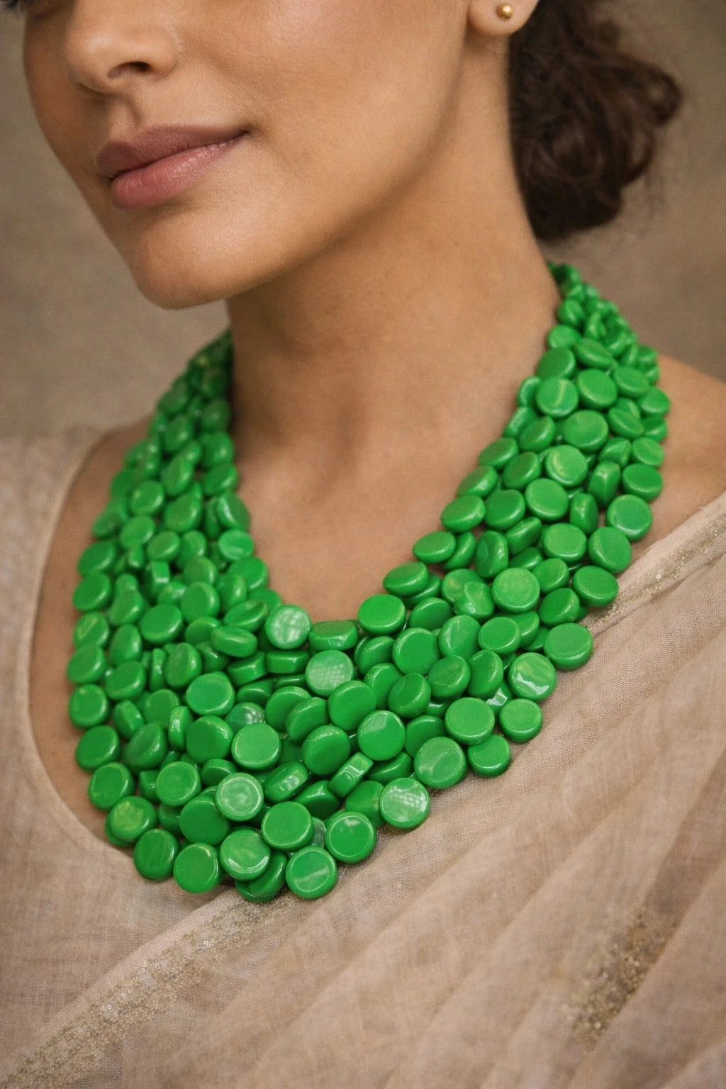 Statement Green Beaded Necklace – view 2