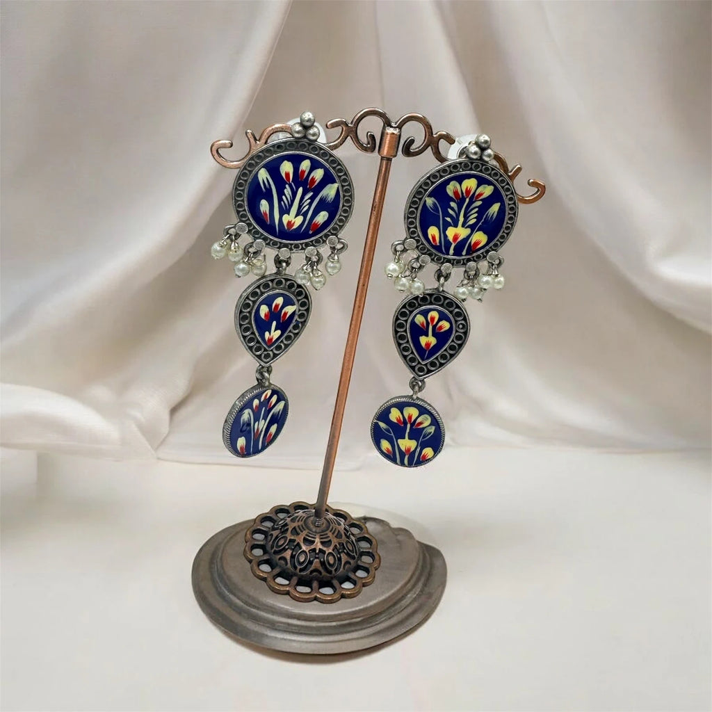 Boho Floral Enamel Dangle Earring – view 4