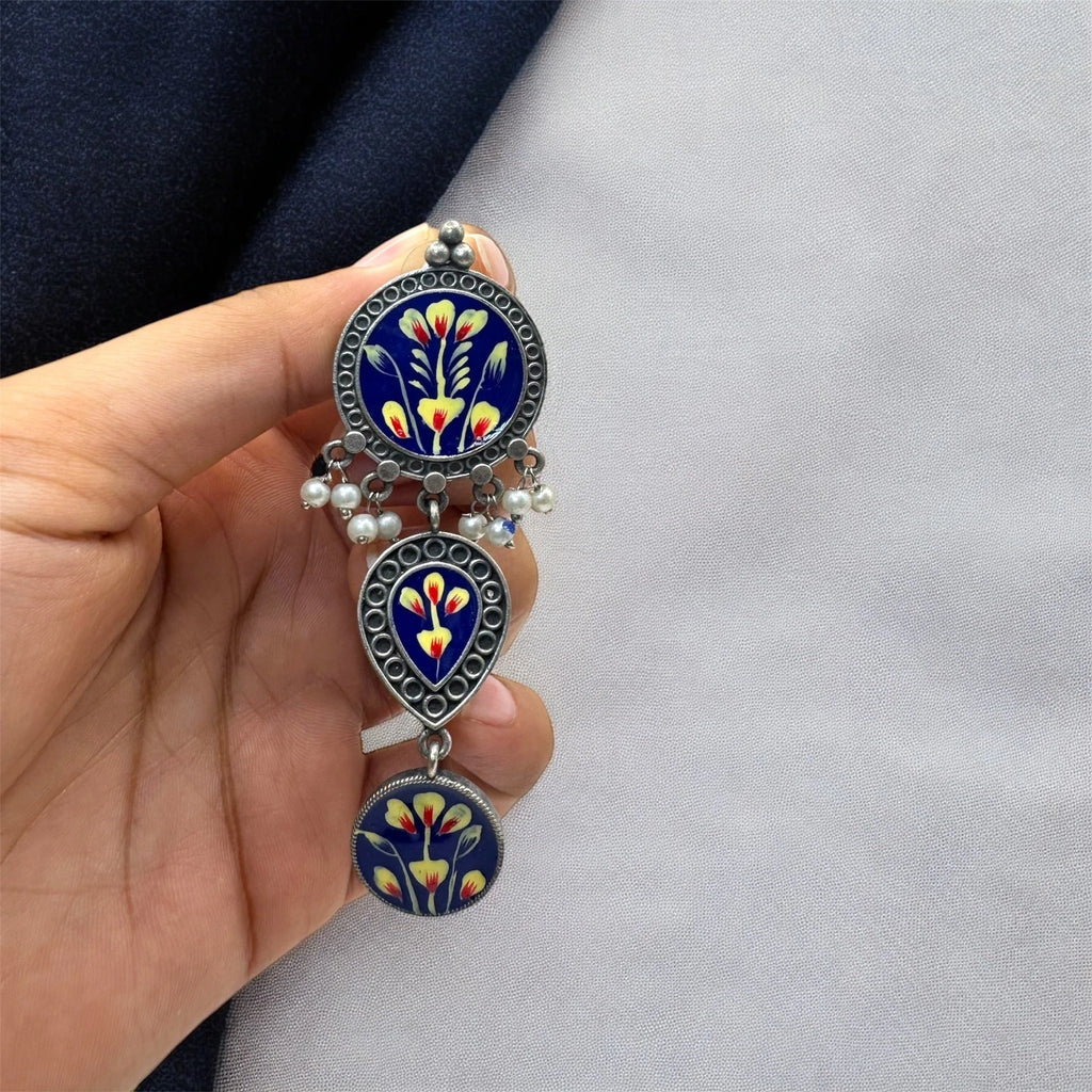 Boho Floral Enamel Dangle Earring – view 3