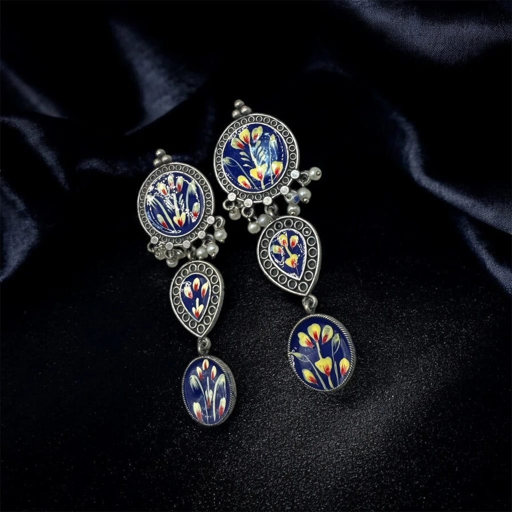 Boho Floral Enamel Dangle Earring – view 2